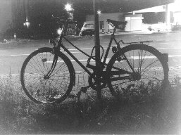 A bicycle at night